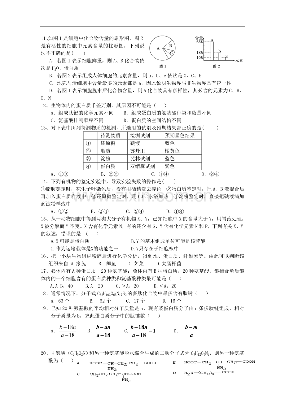 高一生物10月月考试题-新人教版.doc_第2页