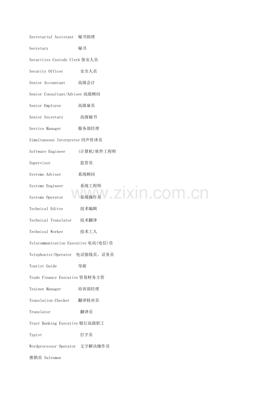 社会各行业职位中英文对照三.doc_第2页