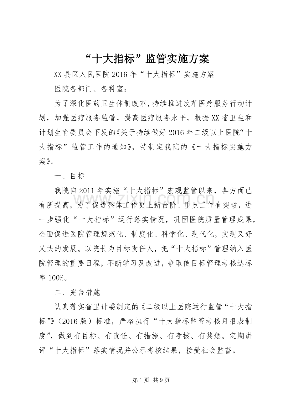 “十大指标”监管方案.docx_第1页