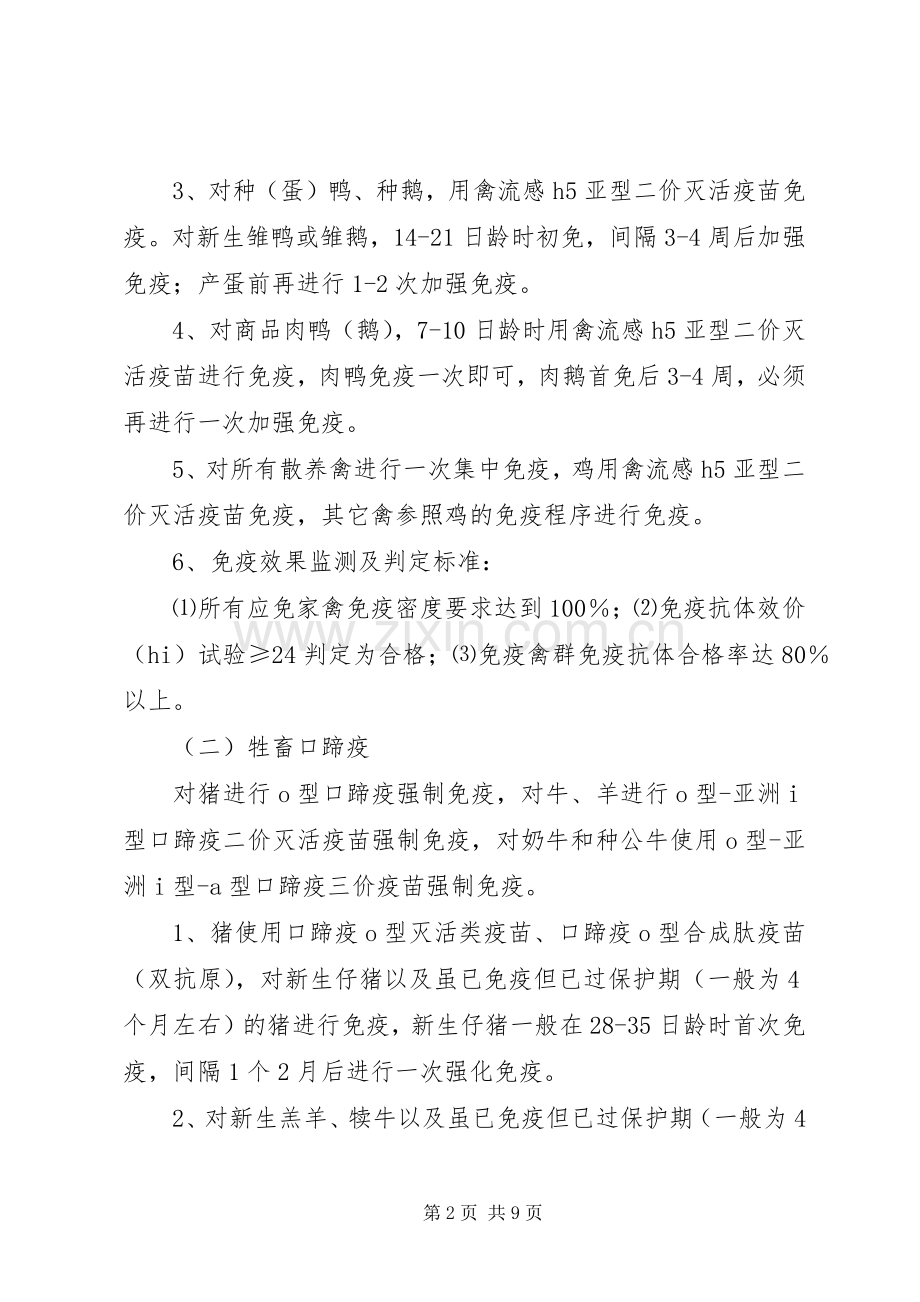 XX县区新城镇XX年春季重大动物疫病免疫行动实施方案.docx_第2页