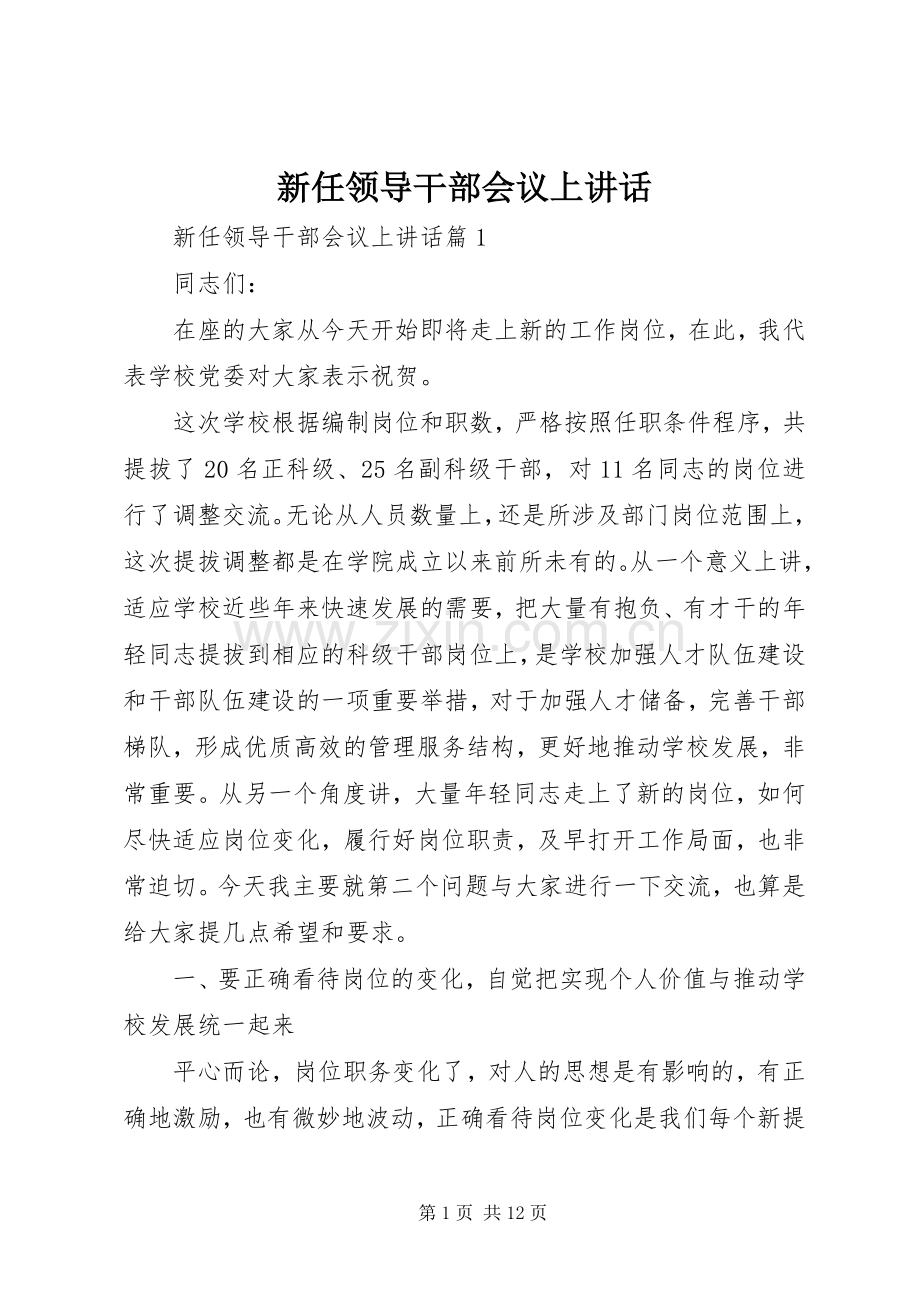 新任领导干部会议上讲话.docx_第1页