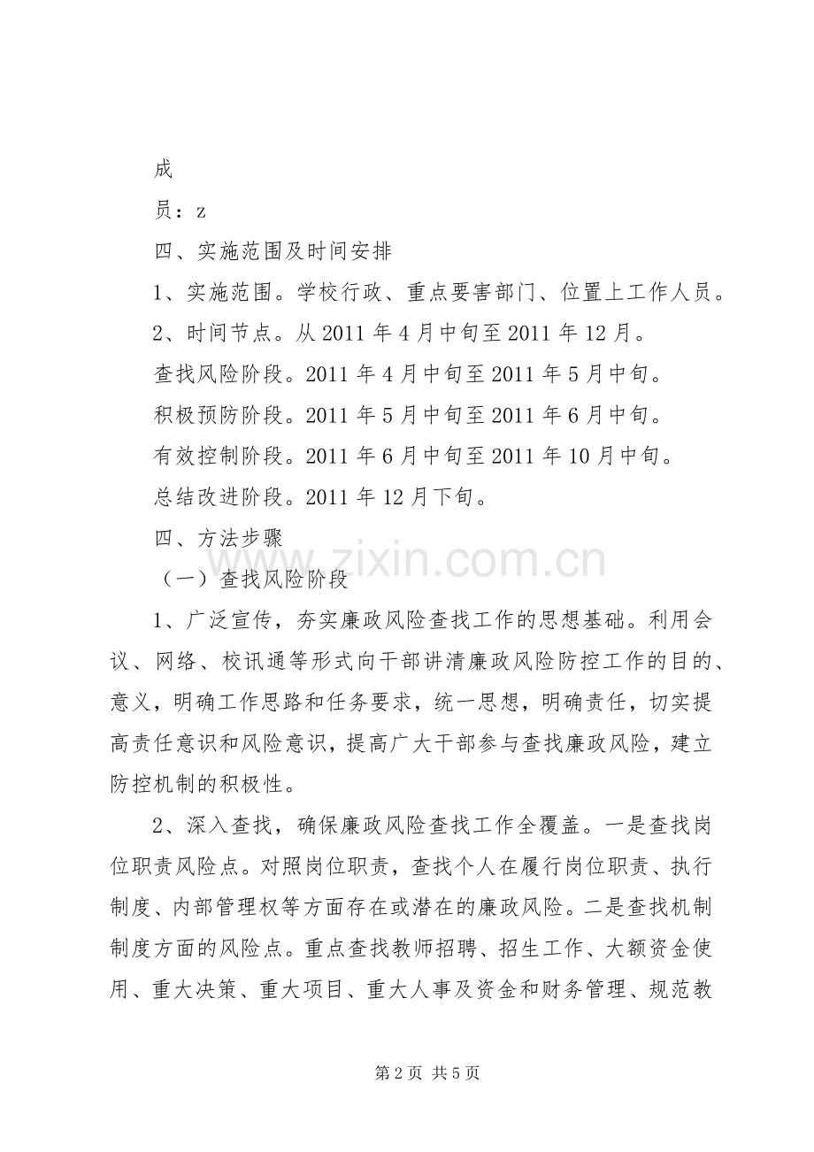 州惠一中廉政风险防控工作方案.docx_第2页