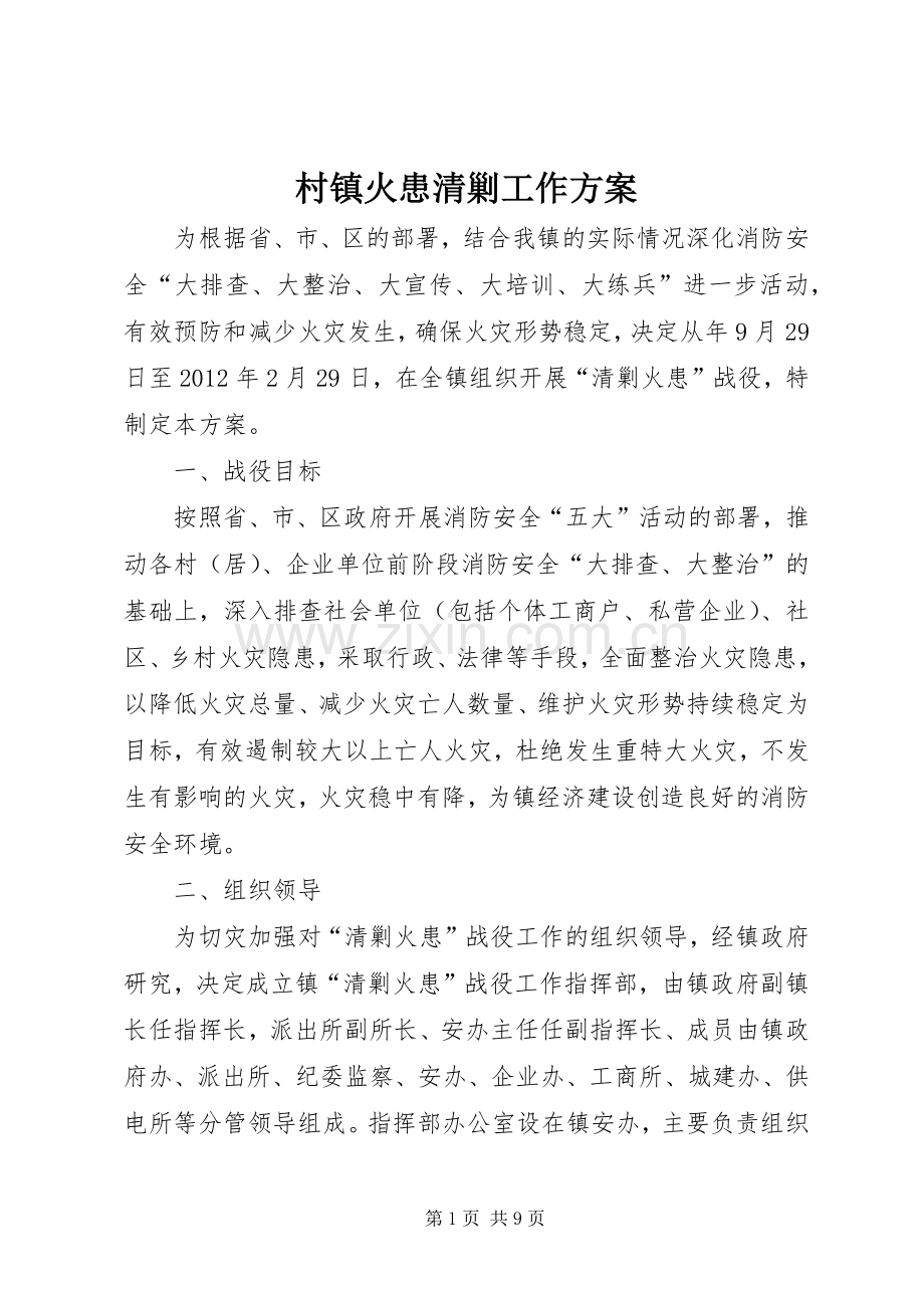 村镇火患清剿工作实施方案.docx_第1页