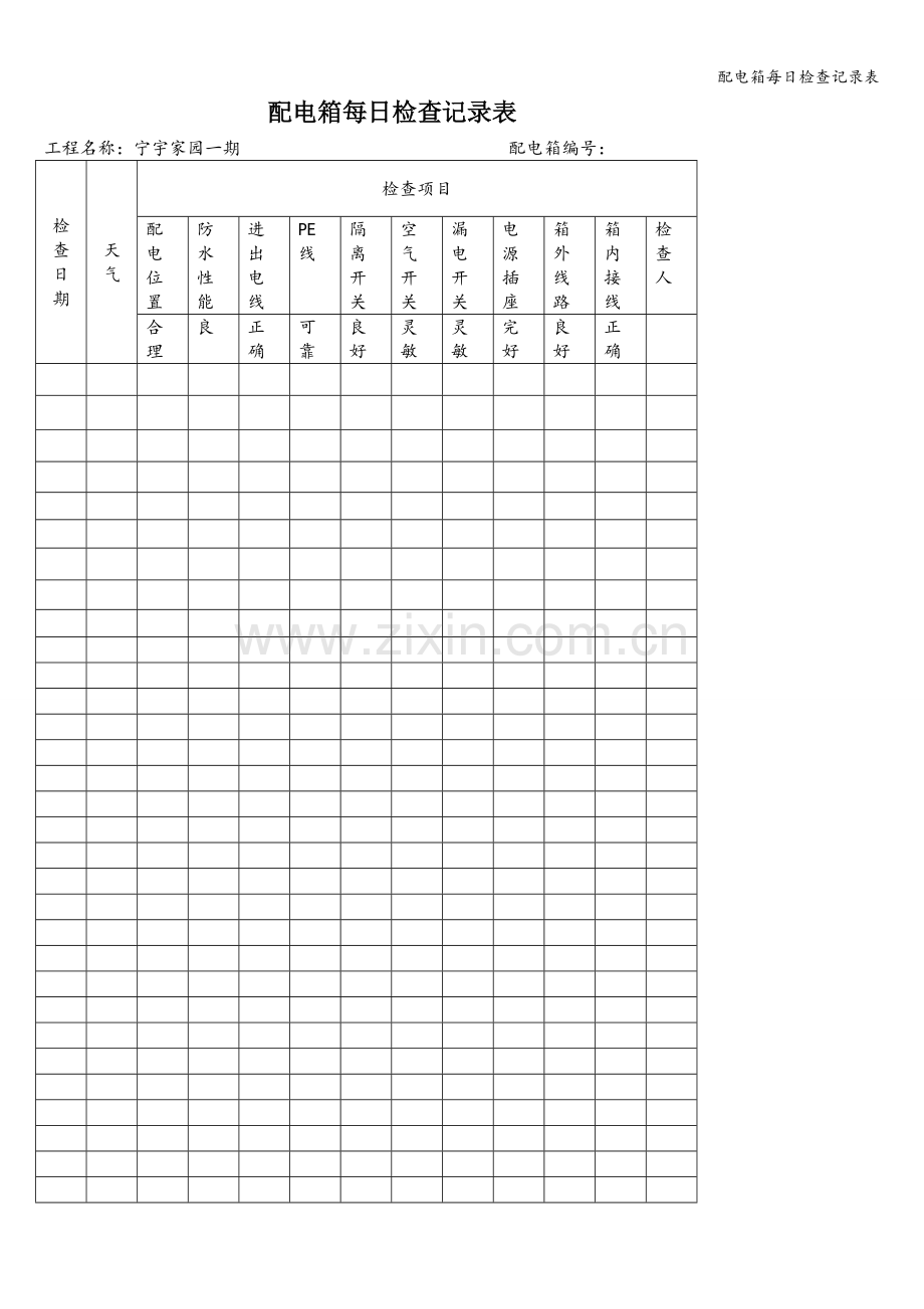 配电箱每日检查记录表.doc_第1页