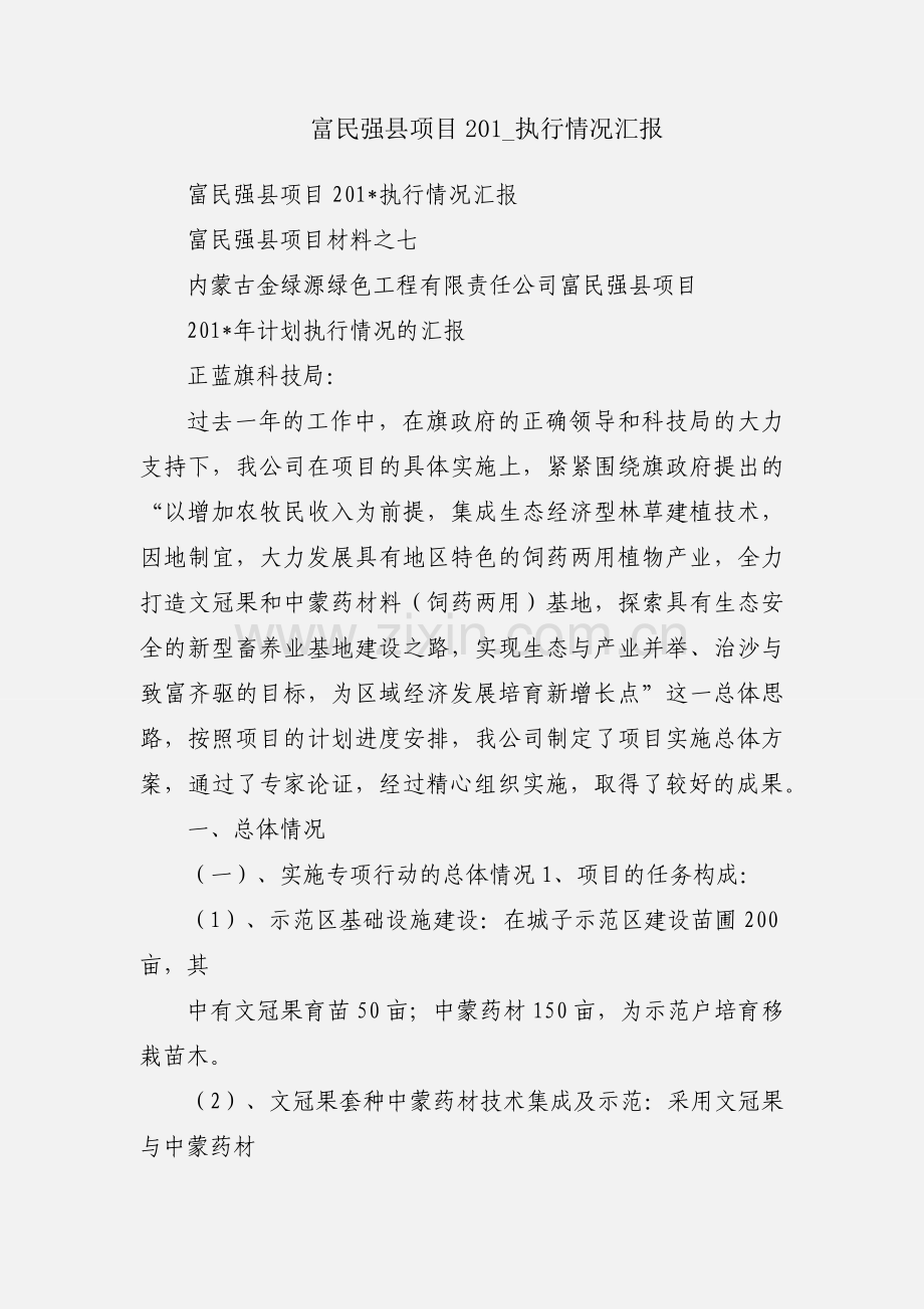 富民强县项目201_执行情况汇报.docx_第1页