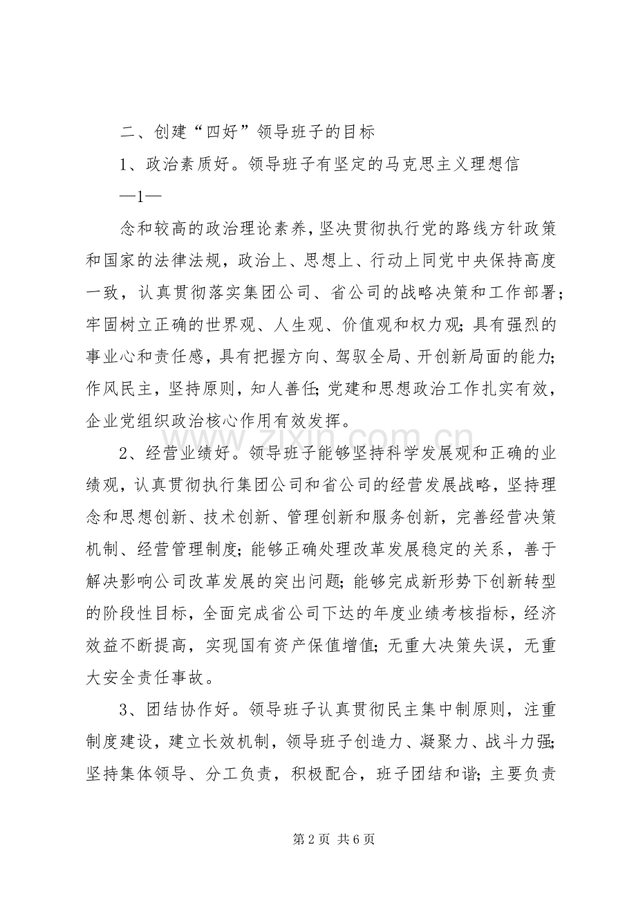 开展创建“四好”领导班子活动的方案 .docx_第2页