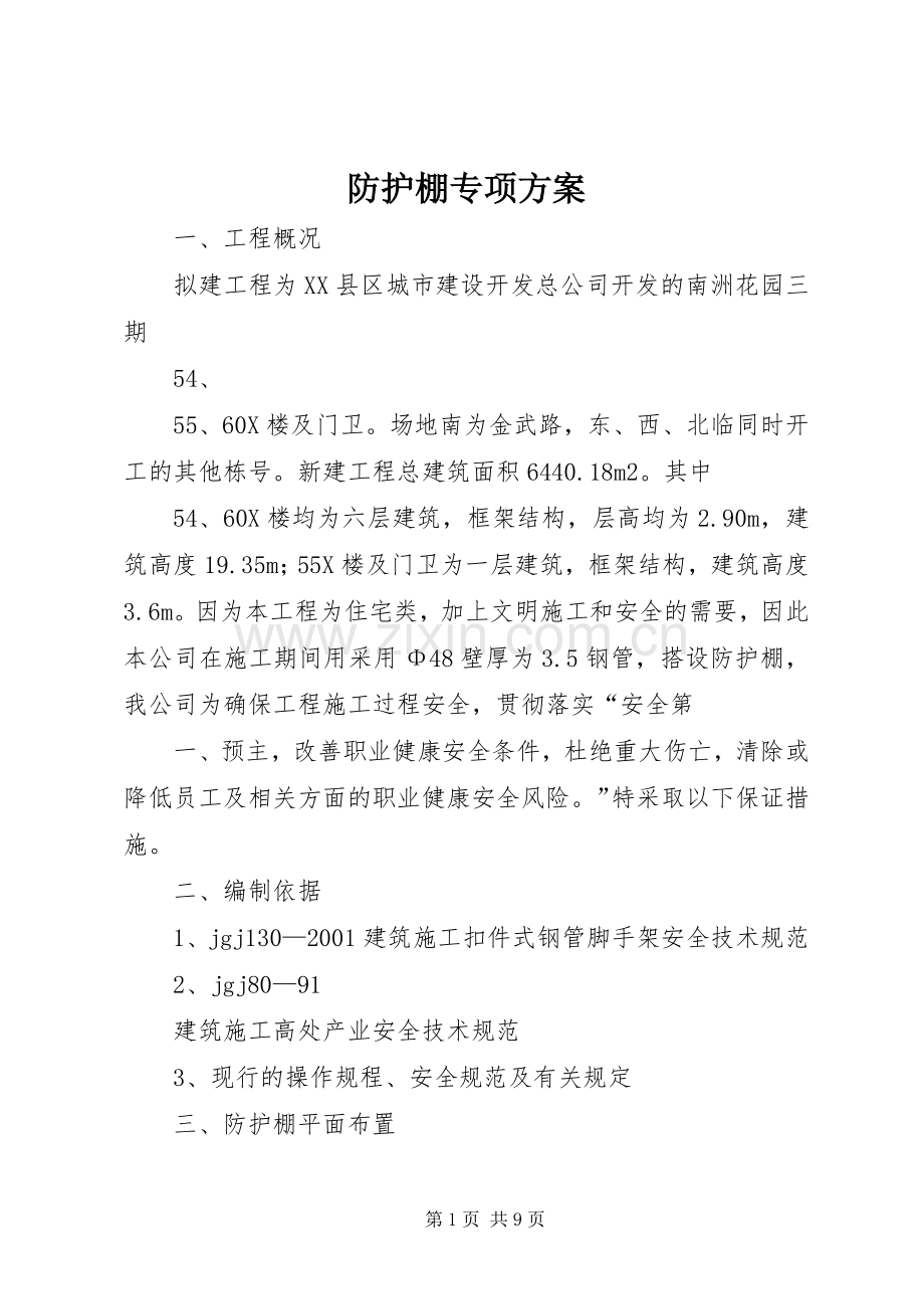 防护棚专项实施方案.docx_第1页