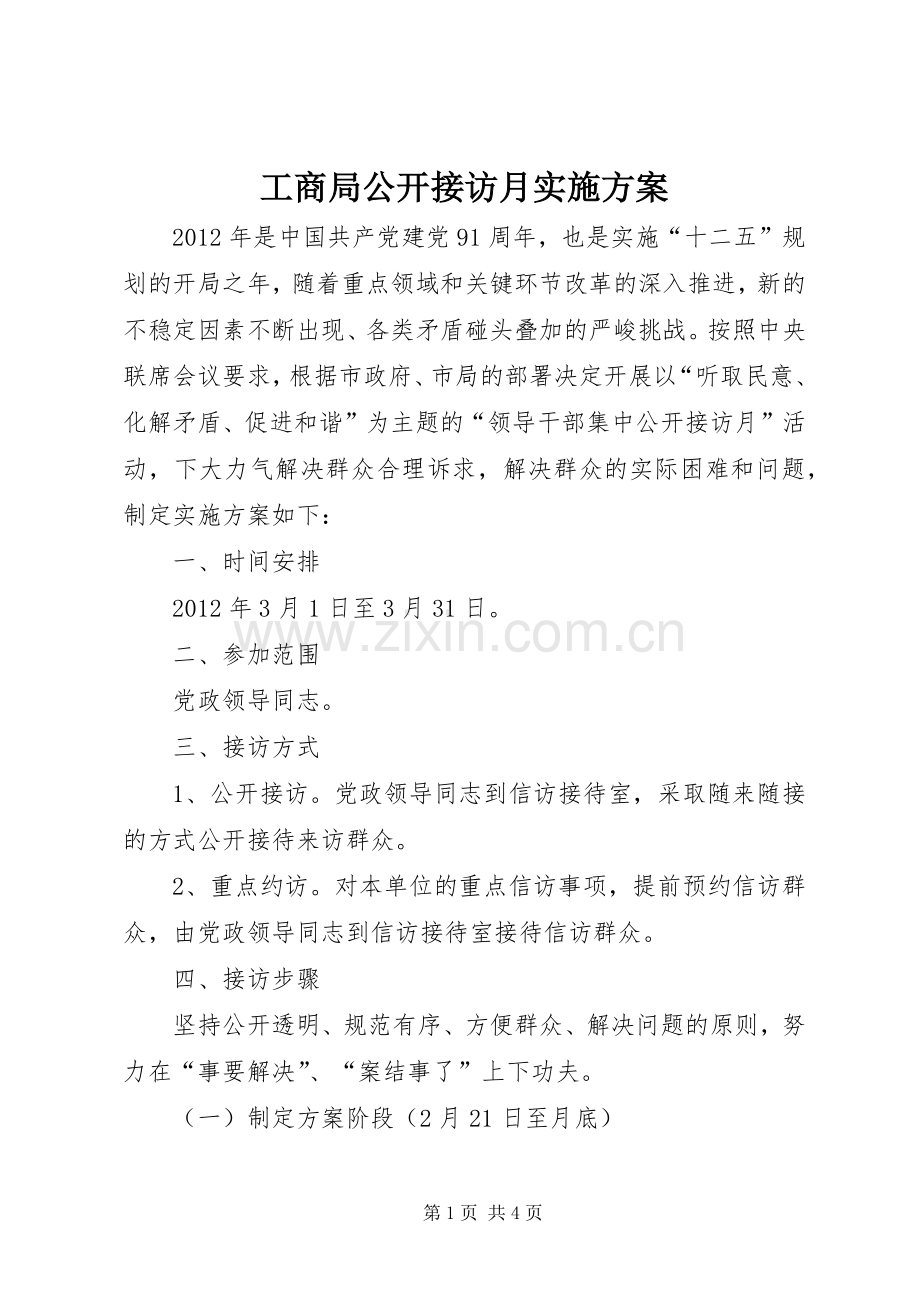 工商局公开接访月方案.docx_第1页