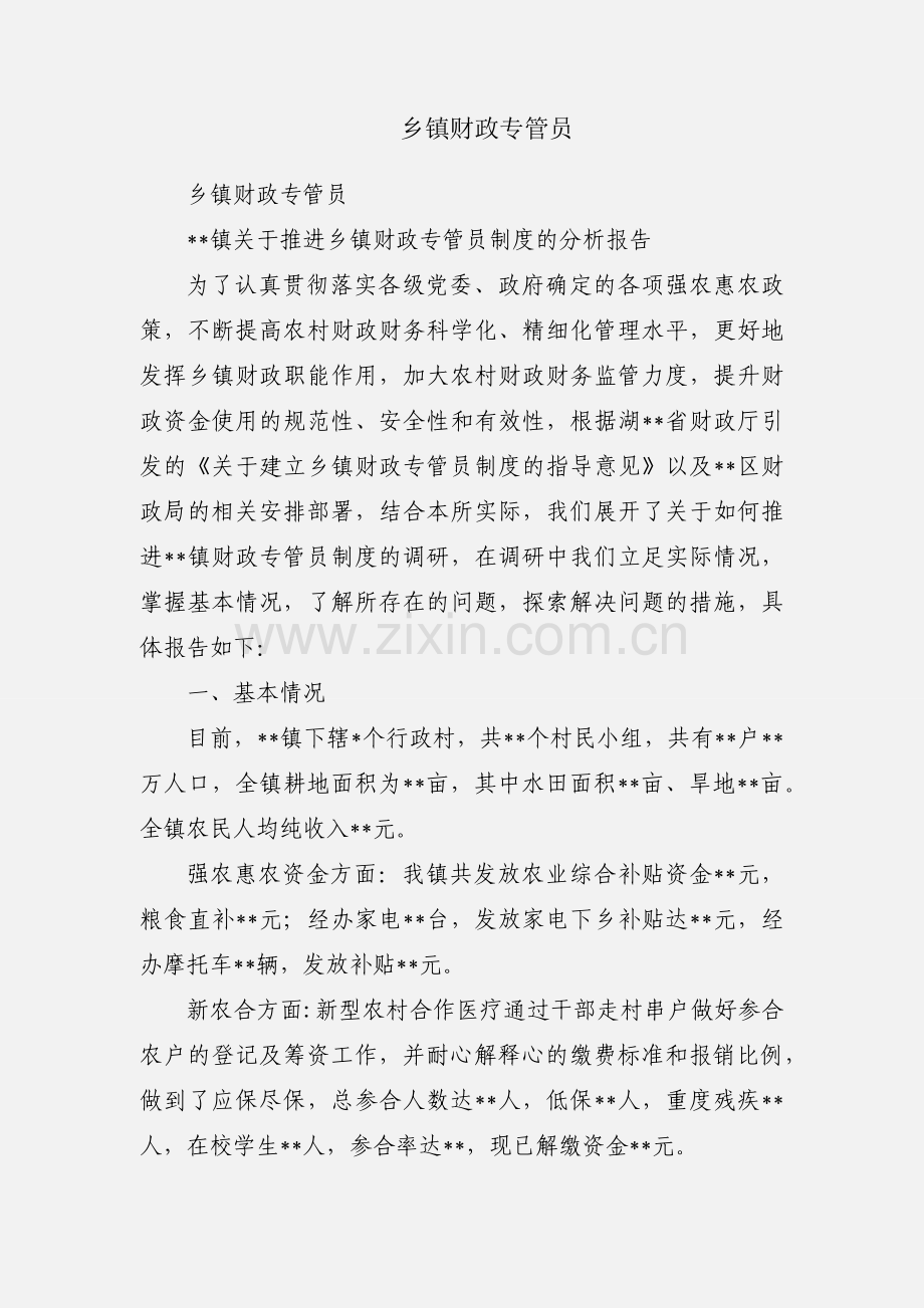 乡镇财政专管员.docx_第1页