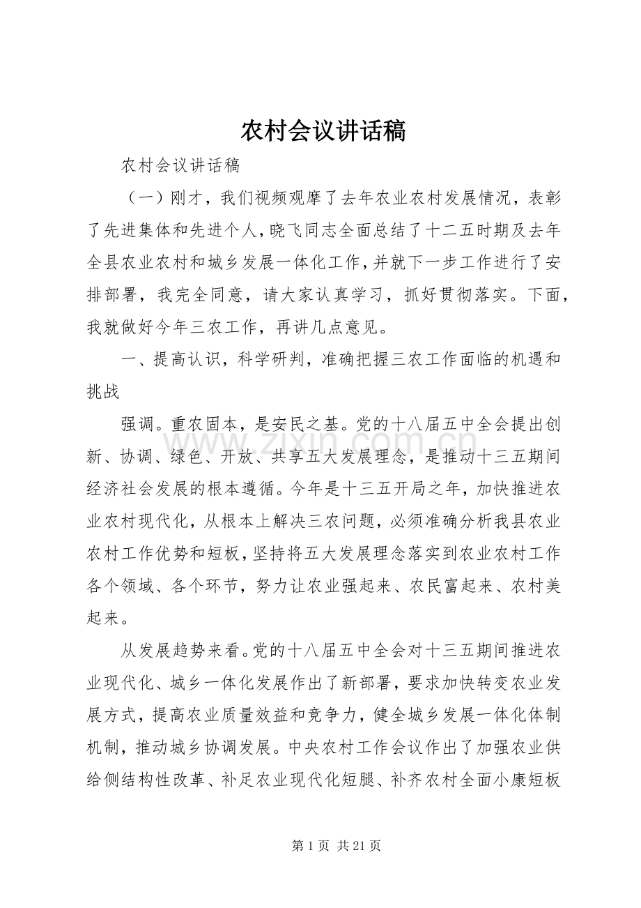 农村会议讲话稿.docx_第1页