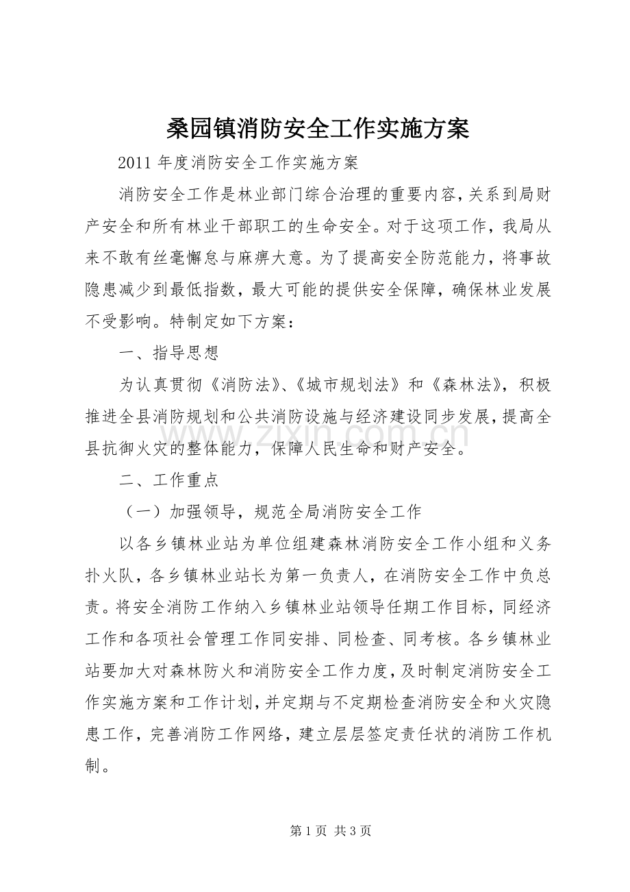 桑园镇消防安全工作方案 .docx_第1页