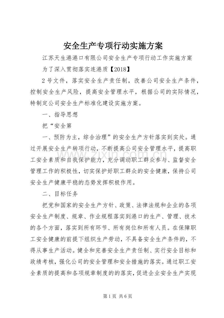 安全生产专项行动方案.docx_第1页