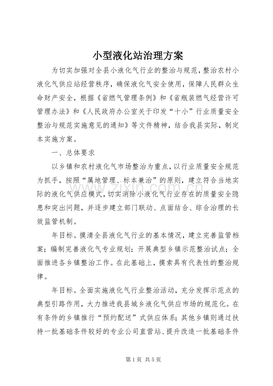 小型液化站治理实施方案.docx_第1页