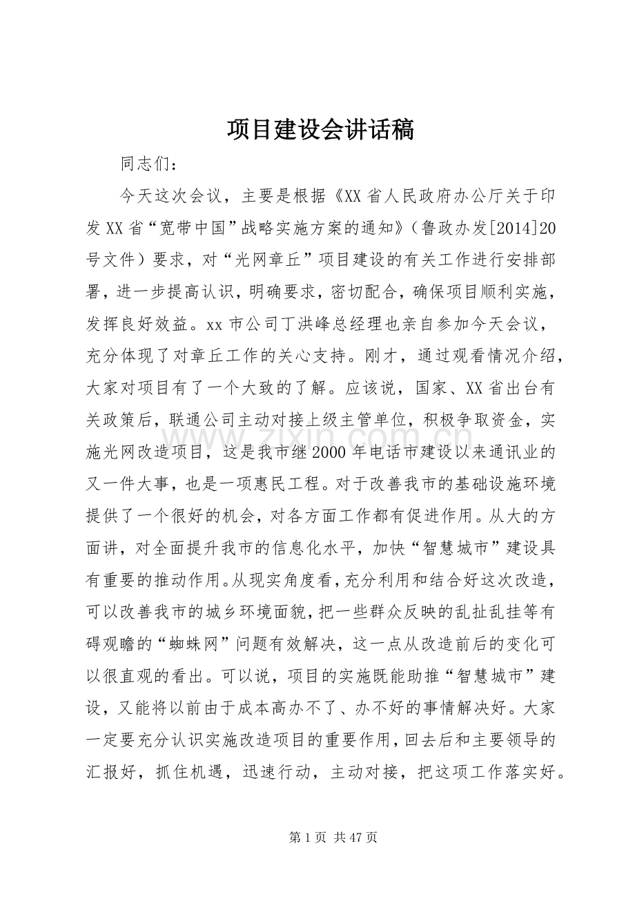 项目建设会讲话稿.docx_第1页