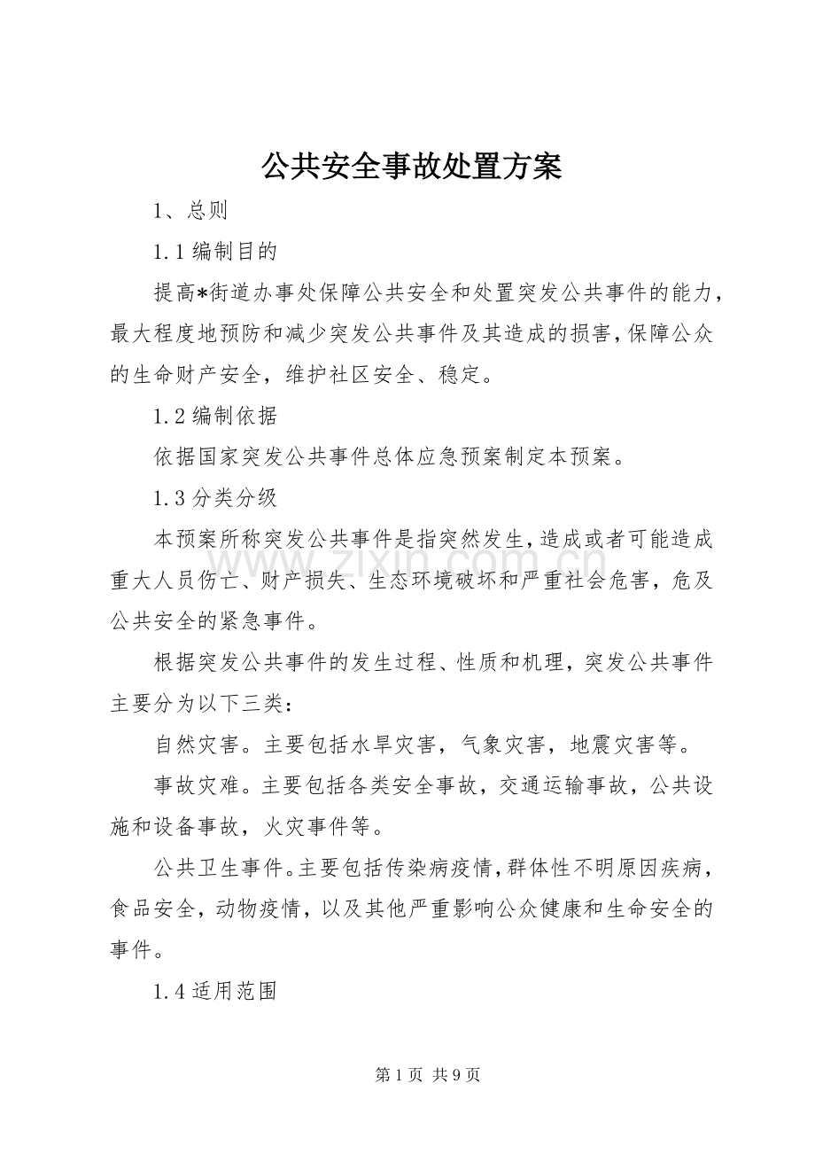 公共安全事故处置实施方案.docx_第1页