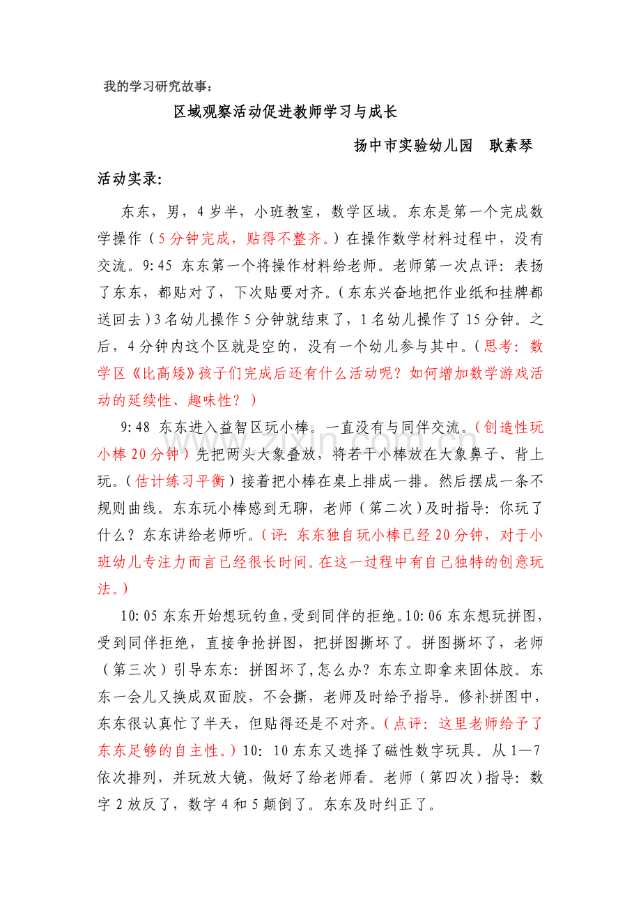新实幼耿素琴：区域观察促进教师学习与成长.doc_第1页