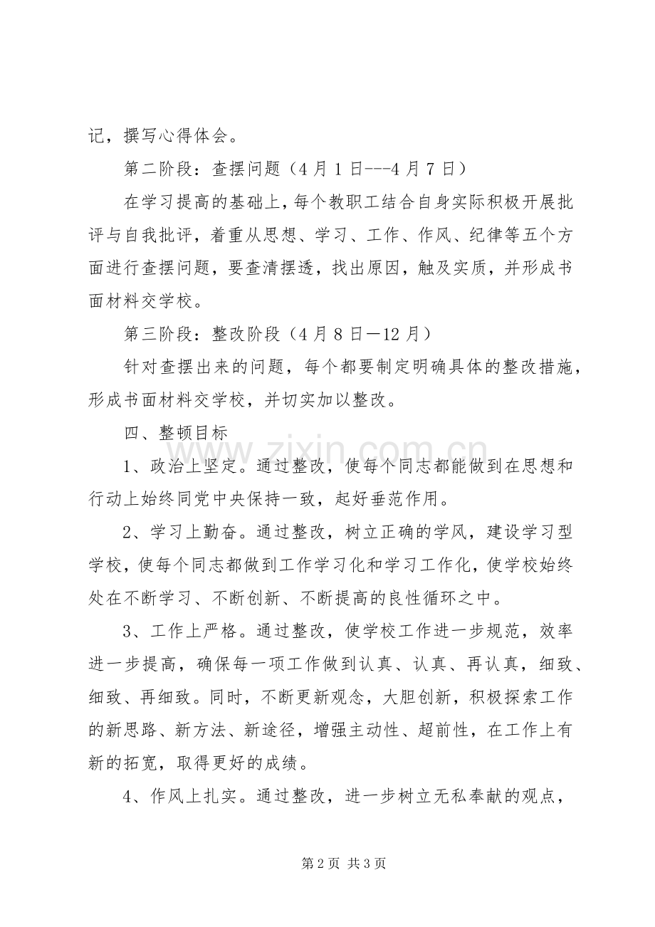 小学工作作风整顿的活动实施方案 .docx_第2页