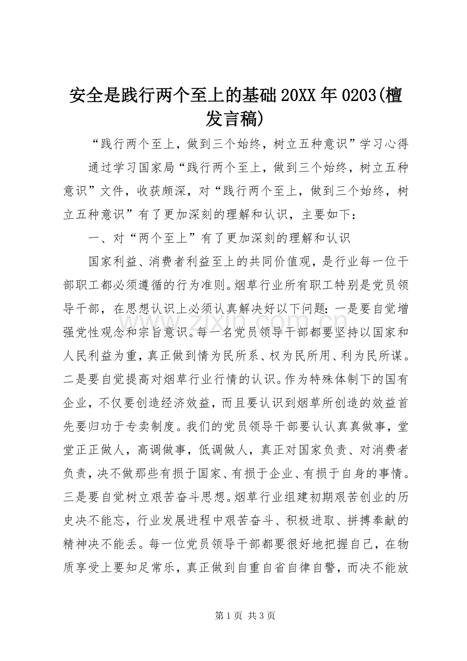 安全是践行两个至上的基础20XX年0203(檀发言)(2).docx_第1页