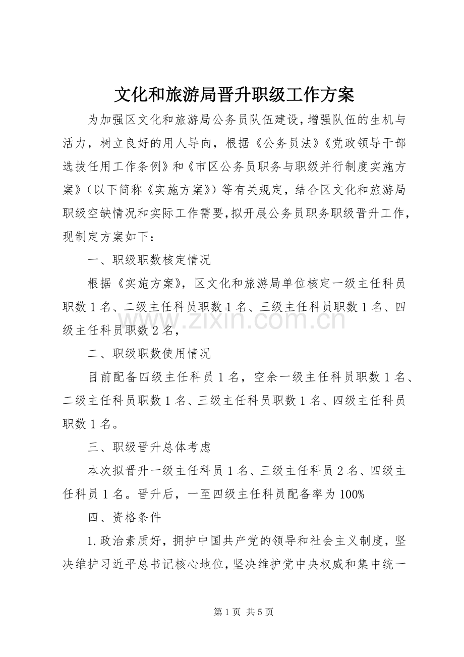 文化和旅游局晋升职级工作实施方案.docx_第1页