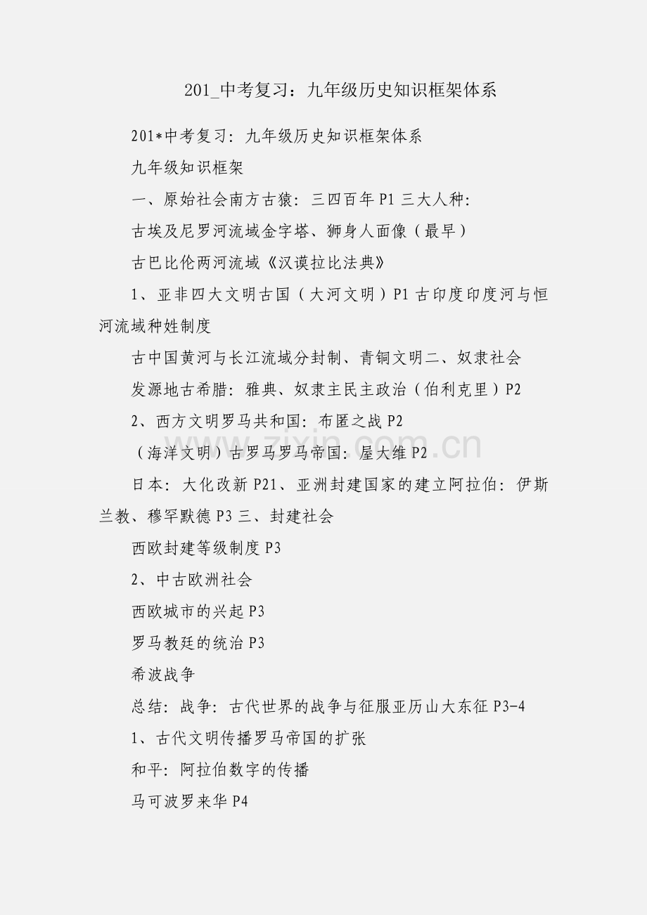 201_中考复习：九年级历史知识框架体系.docx_第1页