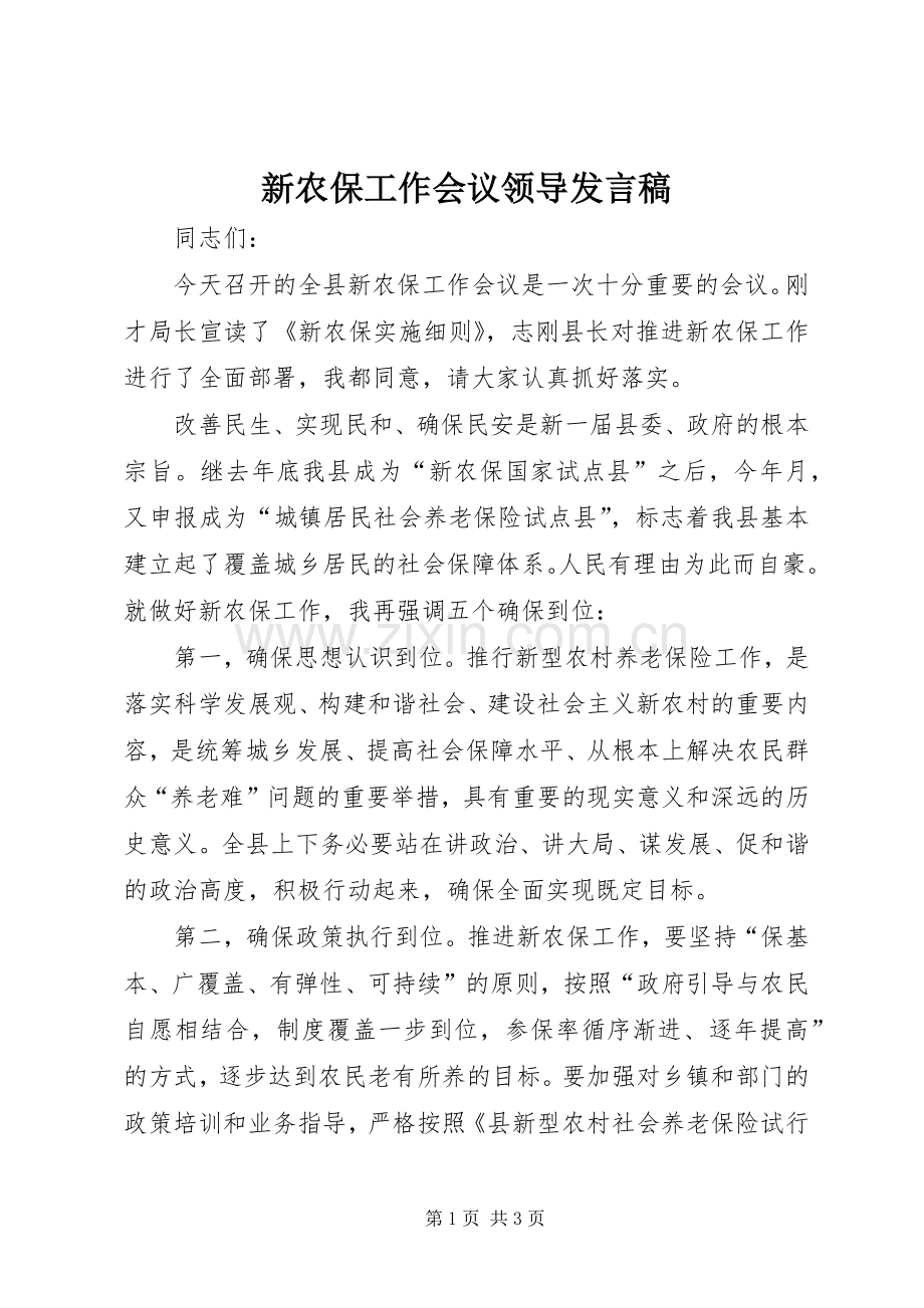 新农保工作会议领导发言.docx_第1页