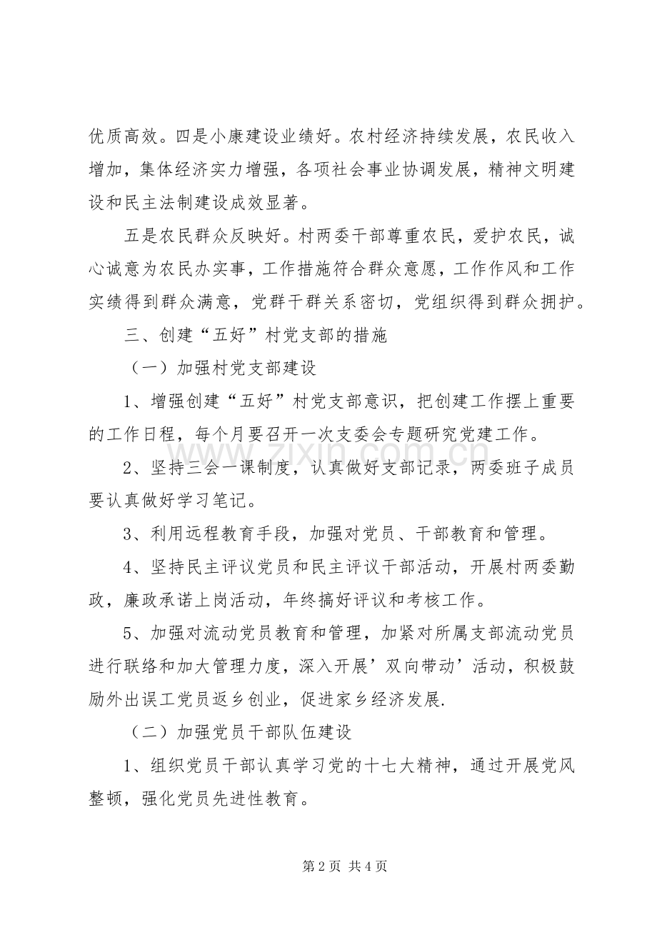 XX党支部创建“五好”党支部方案[五篇] .docx_第2页