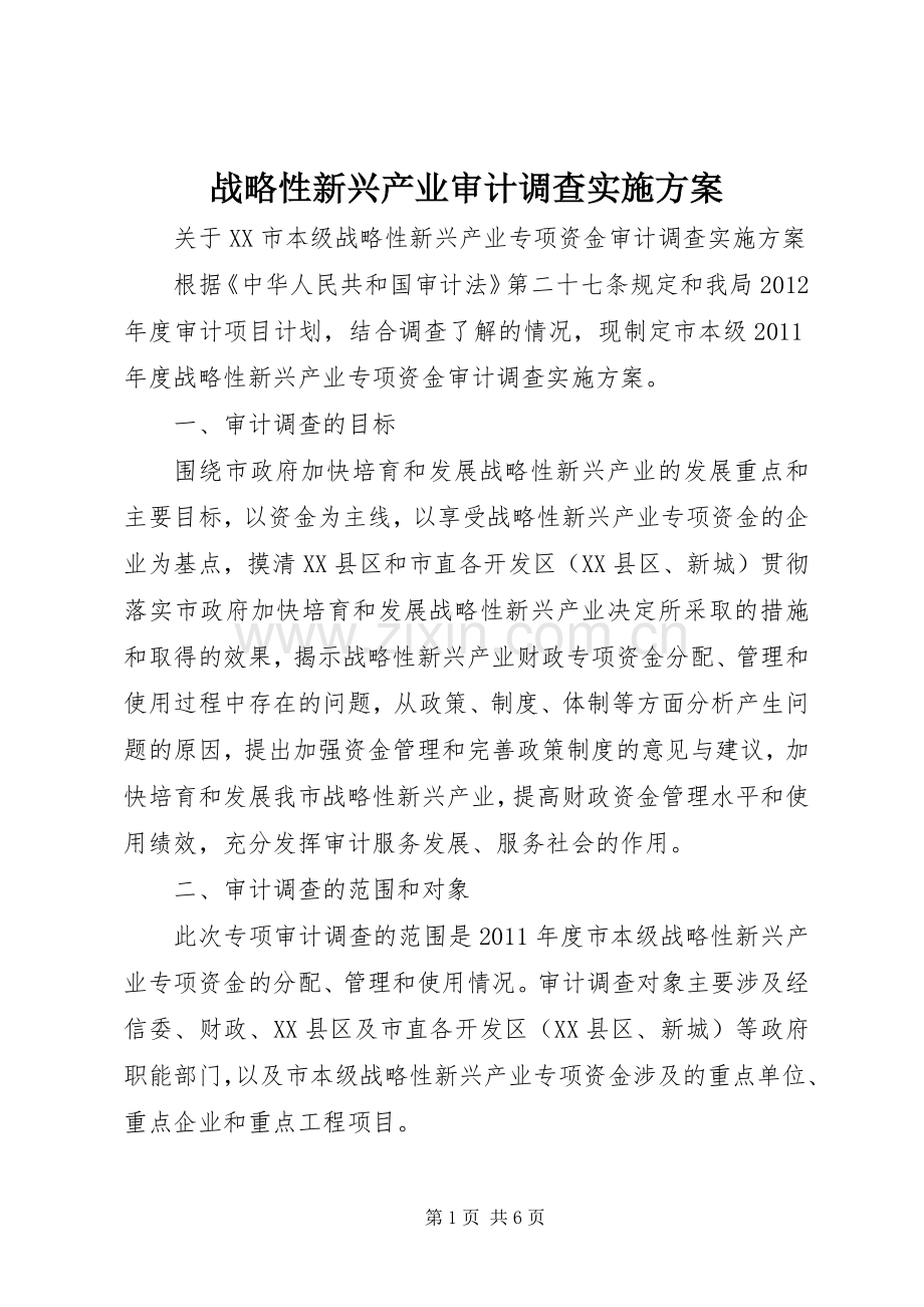 战略性新兴产业审计调查方案.docx_第1页