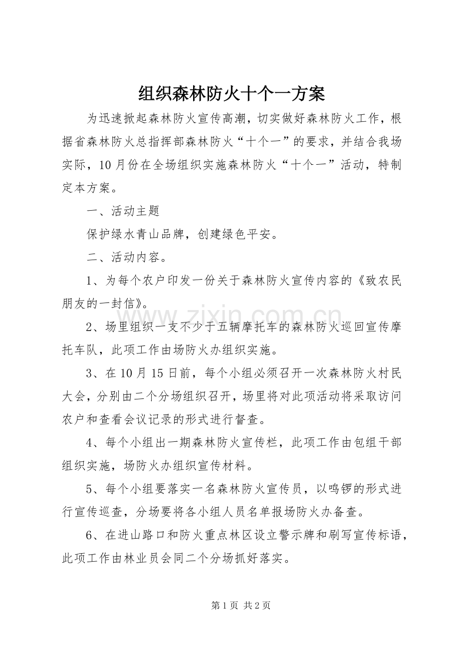 组织森林防火十个一实施方案.docx_第1页
