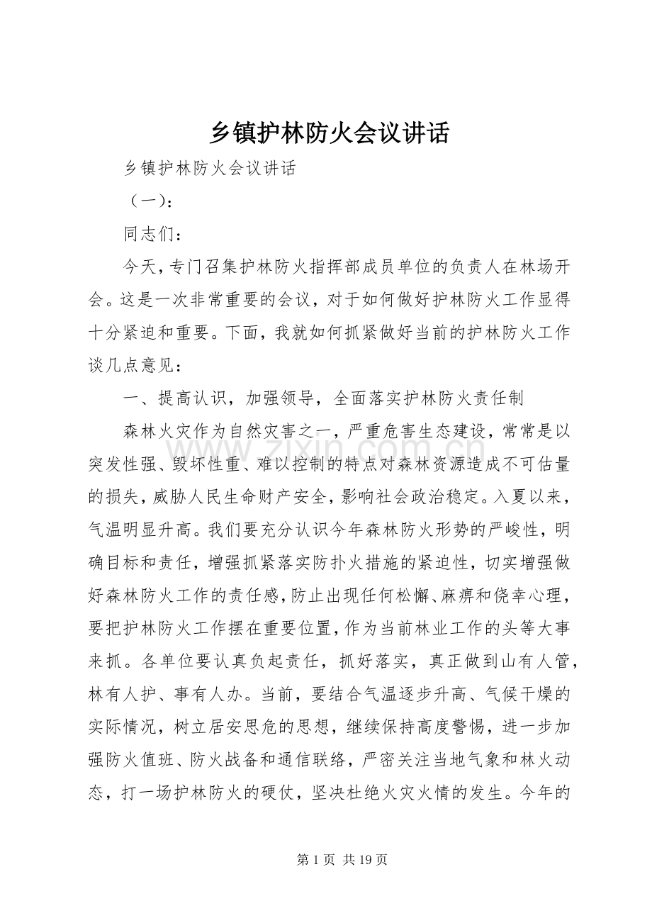 乡镇护林防火会议讲话.docx_第1页