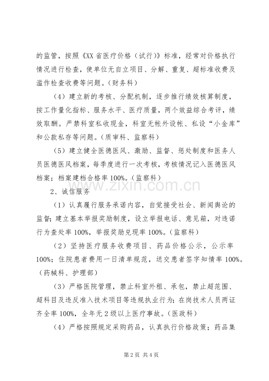 医院关于贯彻开展争创“廉医、诚信、为民”医院活动的方案 .docx_第2页