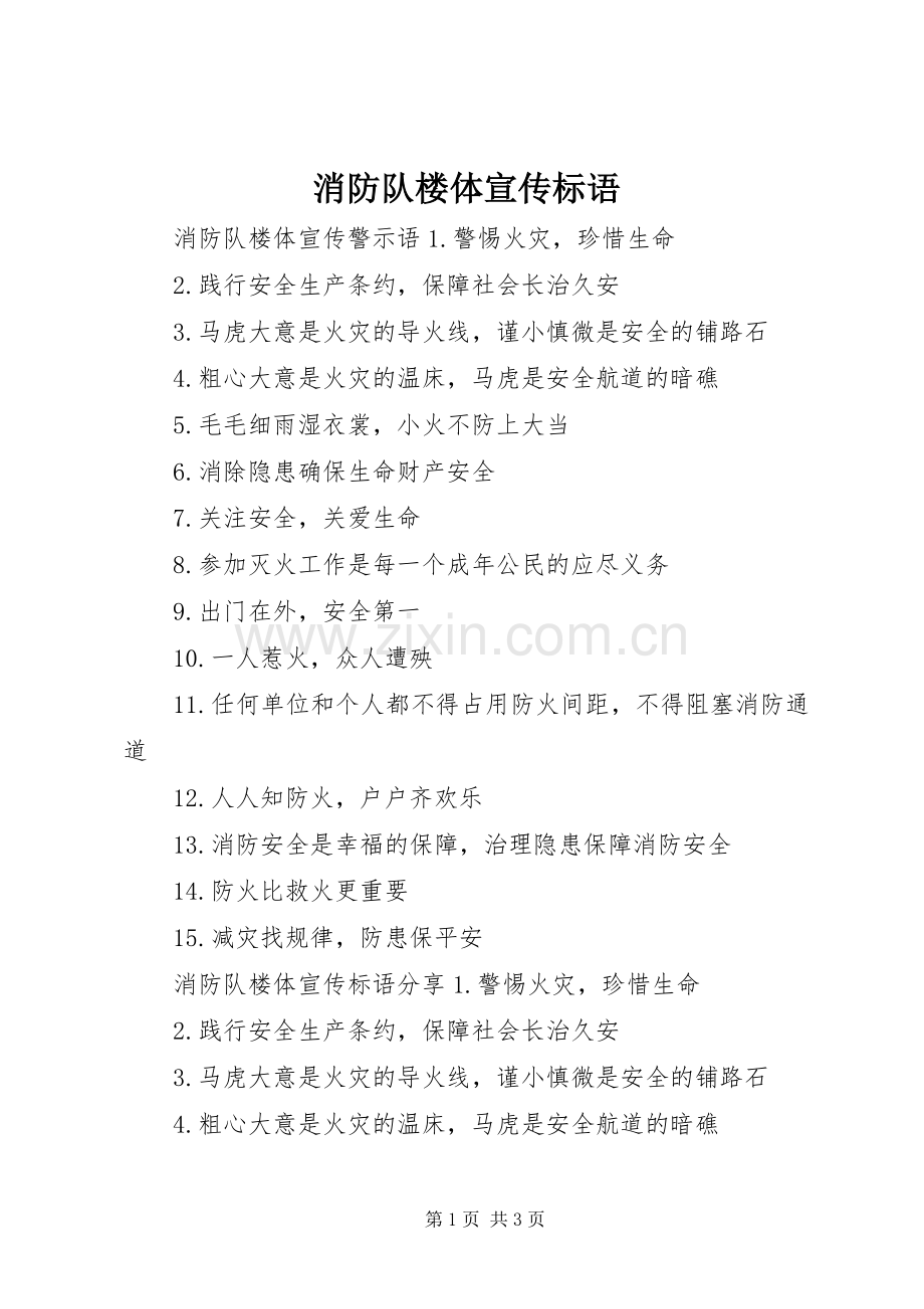 消防队楼体宣传标语.docx_第1页