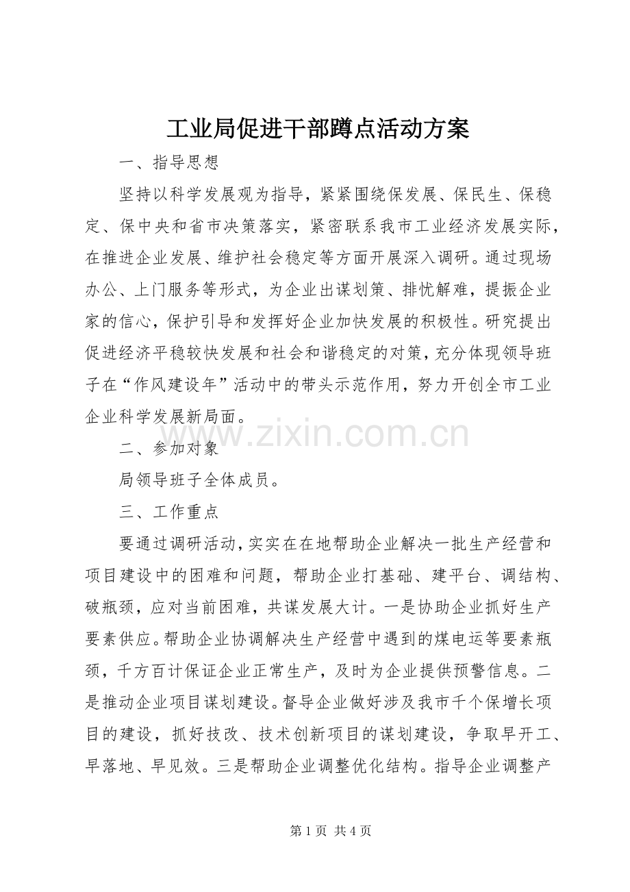 工业局促进干部蹲点活动实施方案.docx_第1页