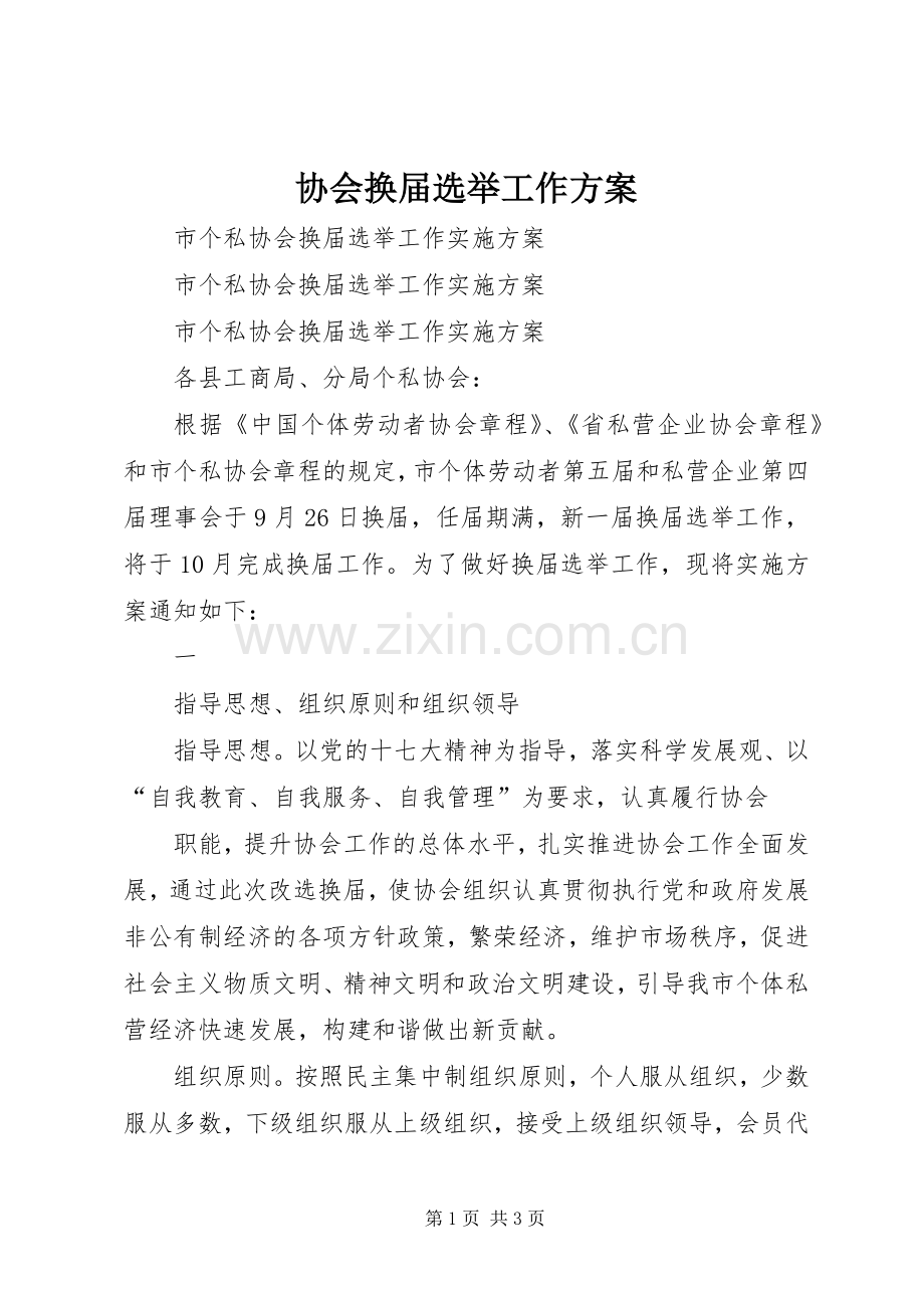 协会换届选举工作实施方案 (2).docx_第1页