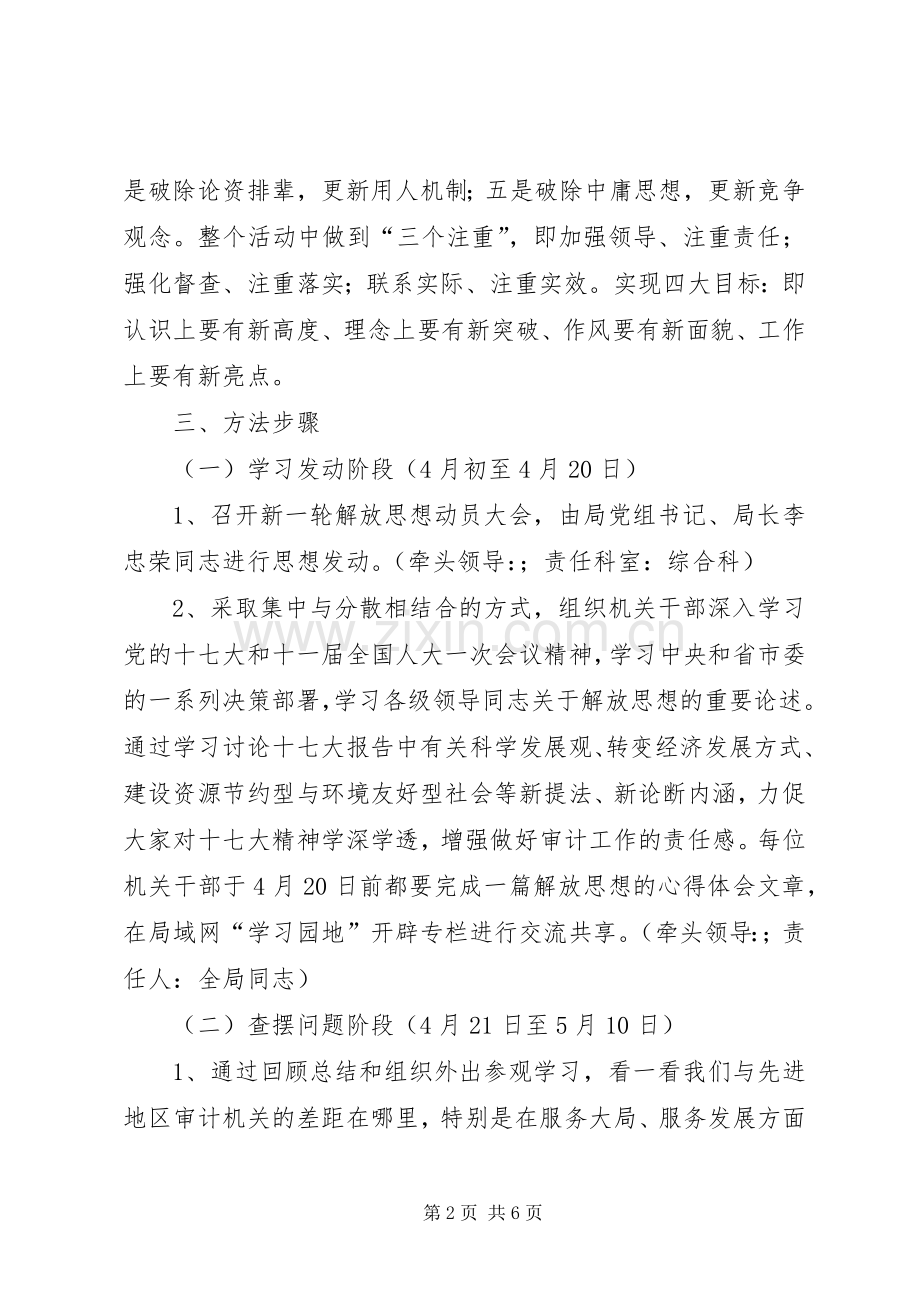 XX县区委办公室关于深入推动新一轮思想解放开展三力建设年活动的方案 .docx_第2页