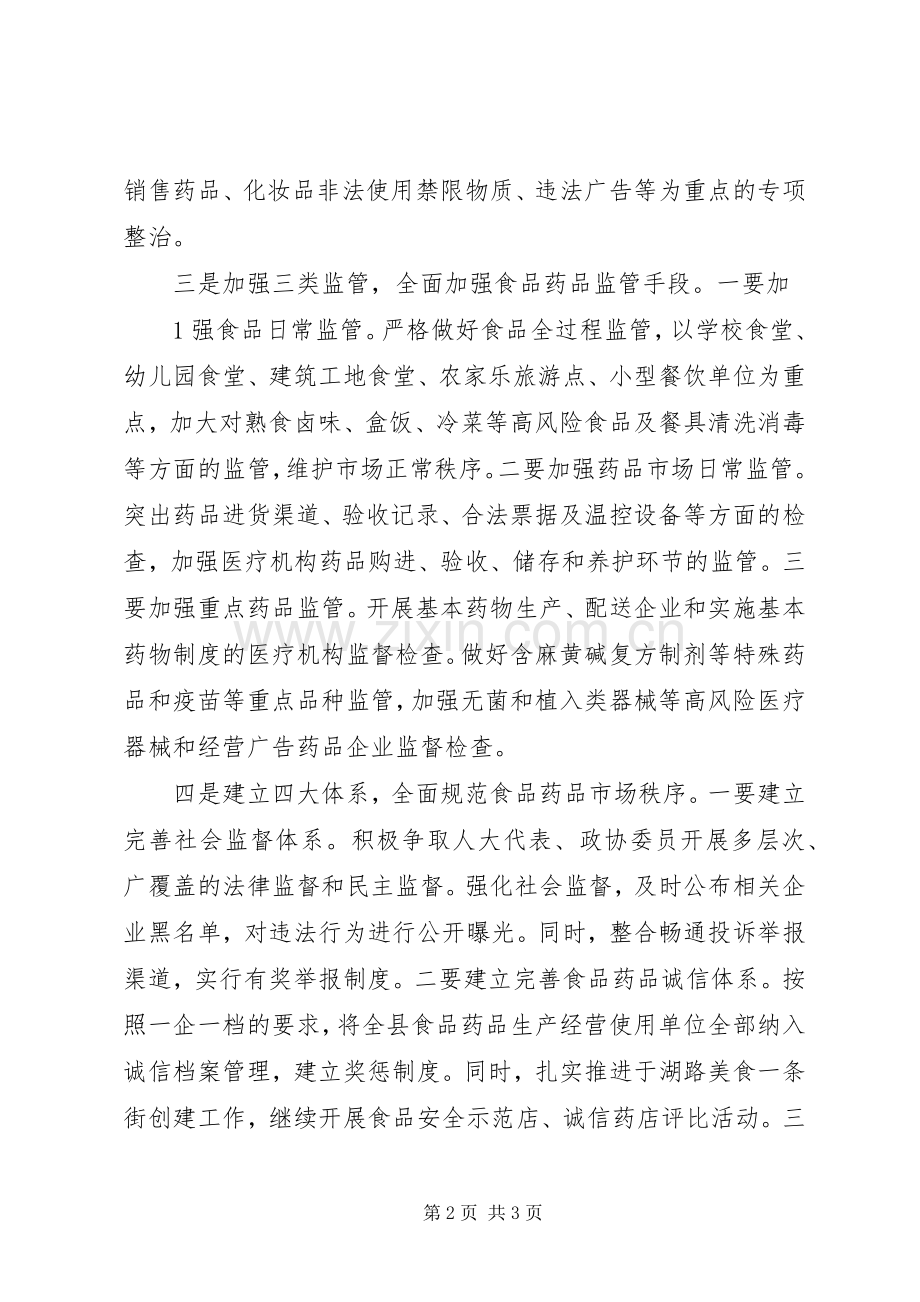 在全市食品药品监管工作会议上的发言稿.docx_第2页