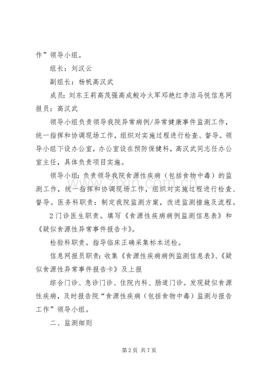 XX县区中医院食源性疾病监测方案 .docx_第2页