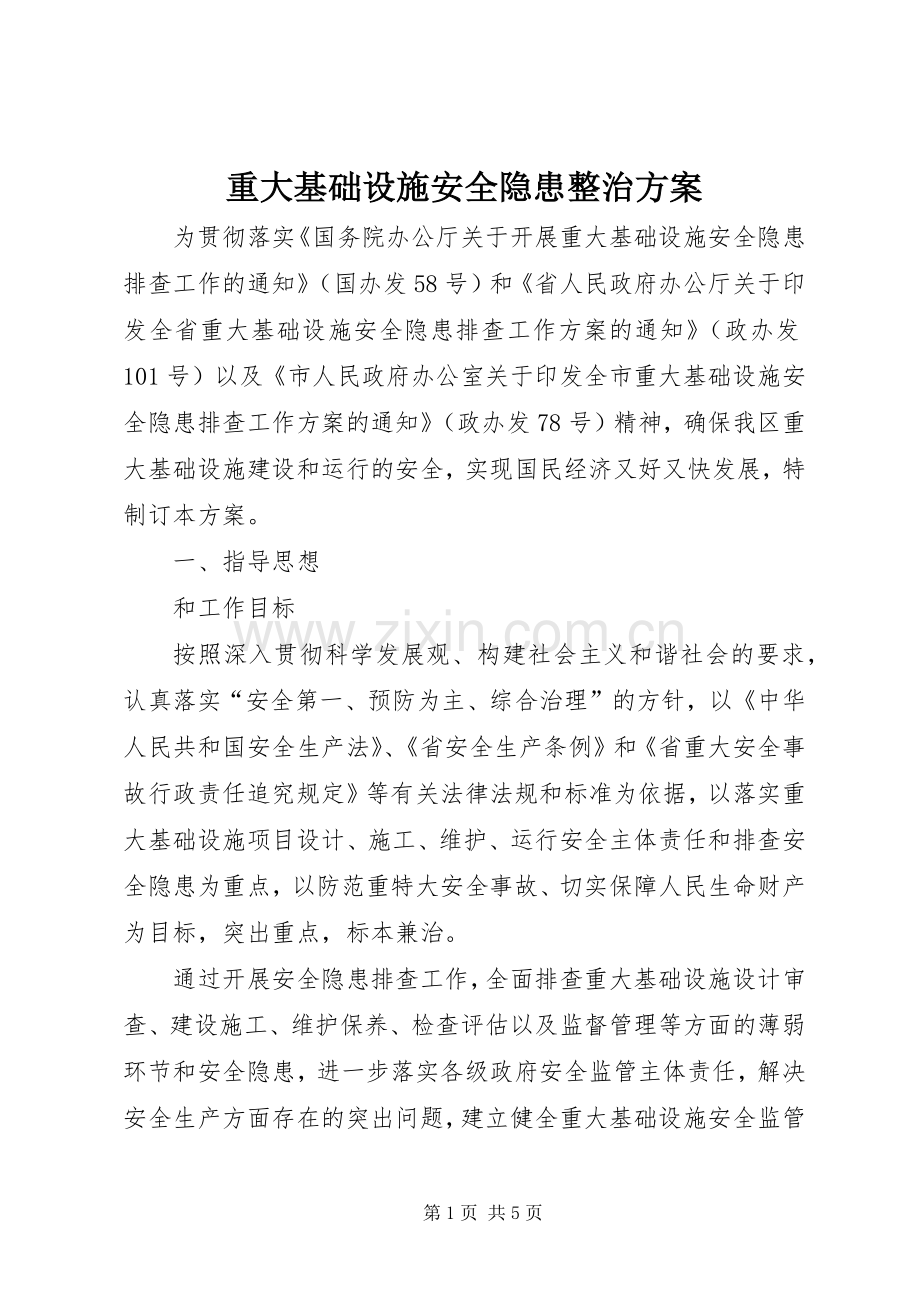 重大基础设施安全隐患整治实施方案.docx_第1页