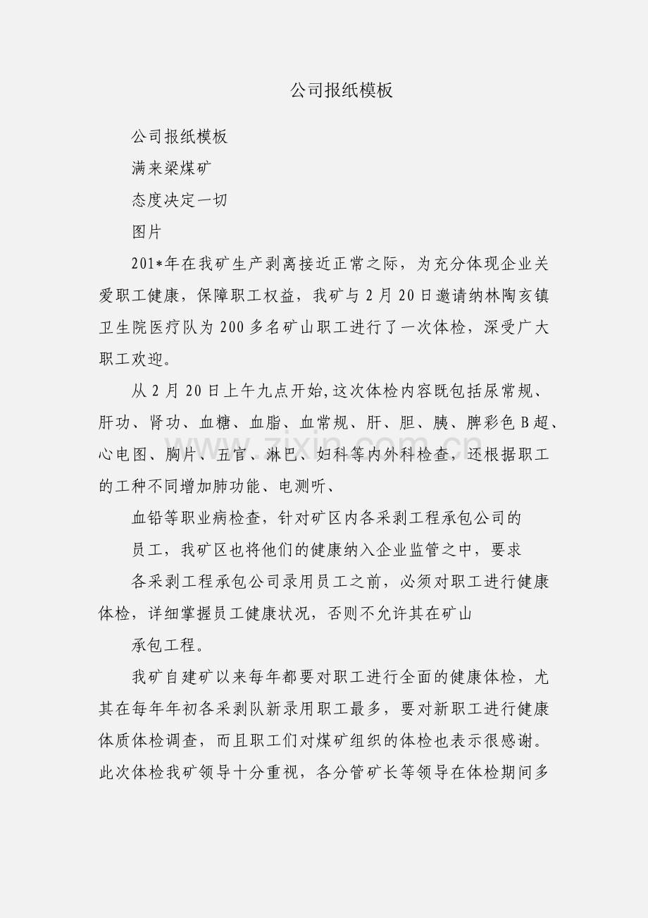 公司报纸模板.docx_第1页