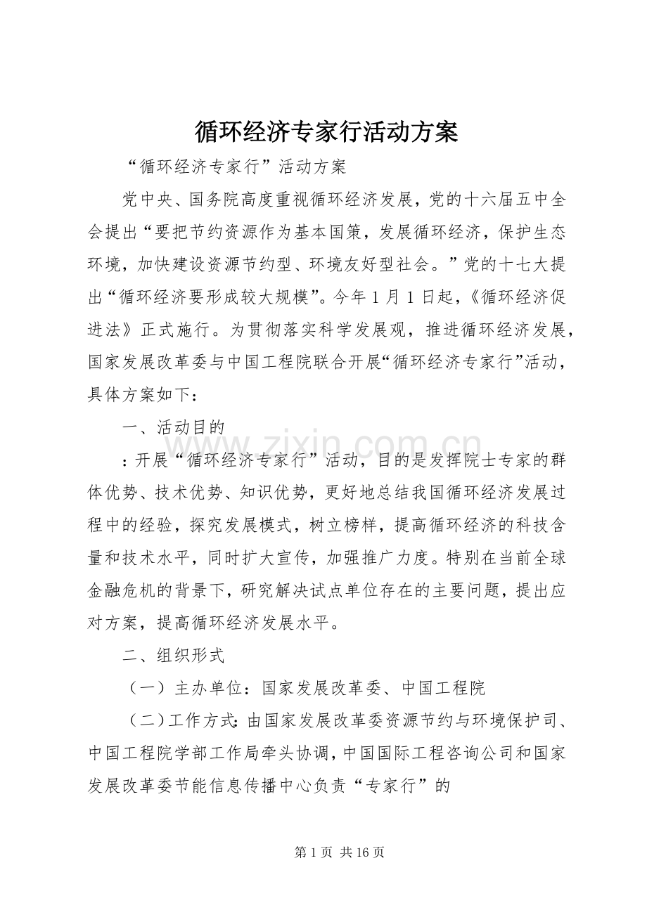 循环经济专家行活动实施方案.docx_第1页