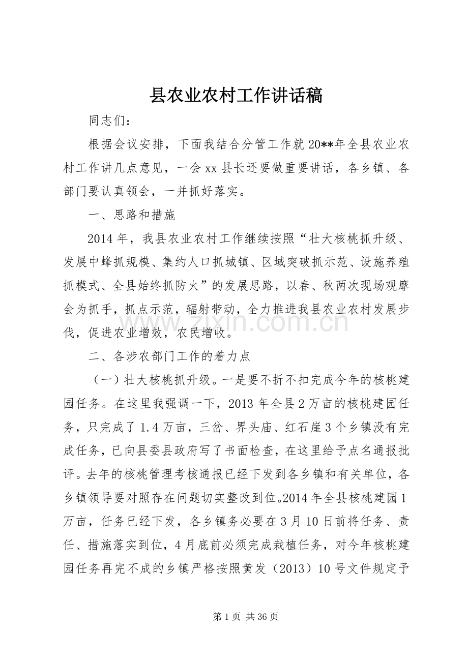 县农业农村工作讲话稿.docx_第1页