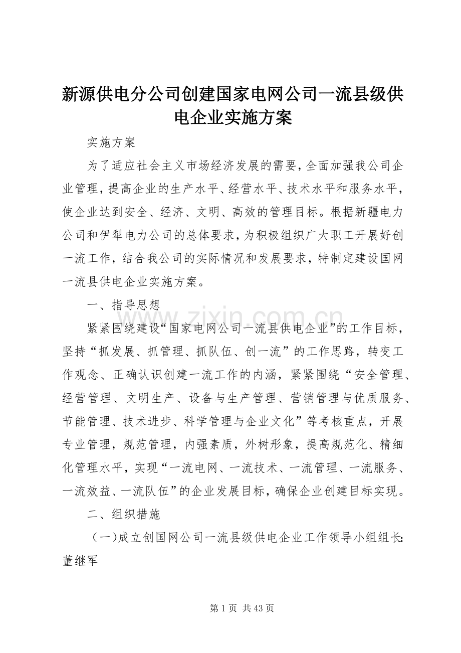 新源供电分公司创建国家电网公司一流县级供电企业方案.docx_第1页