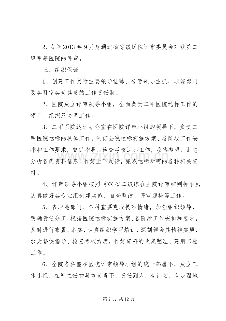 二甲医院达标工作方案.docx_第2页