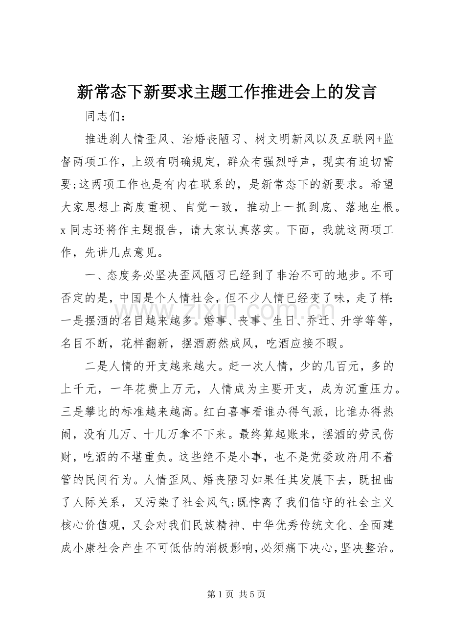 新常态下新要求主题工作推进会上的发言.docx_第1页