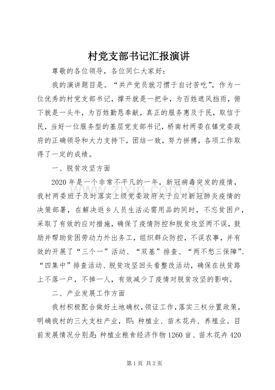 村党支部书记汇报演讲.docx_第1页