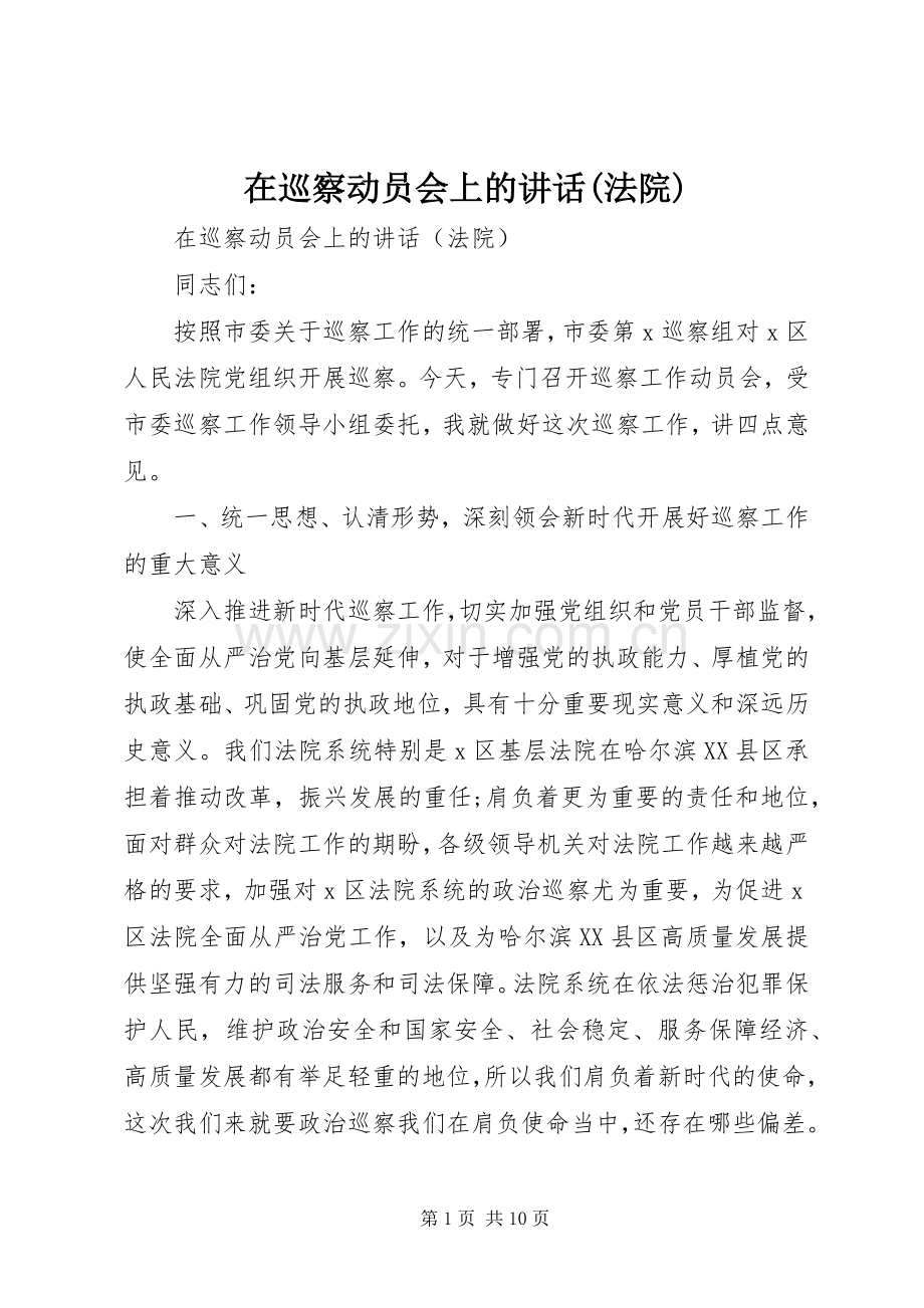 在巡察动员会上的讲话(法院).docx_第1页