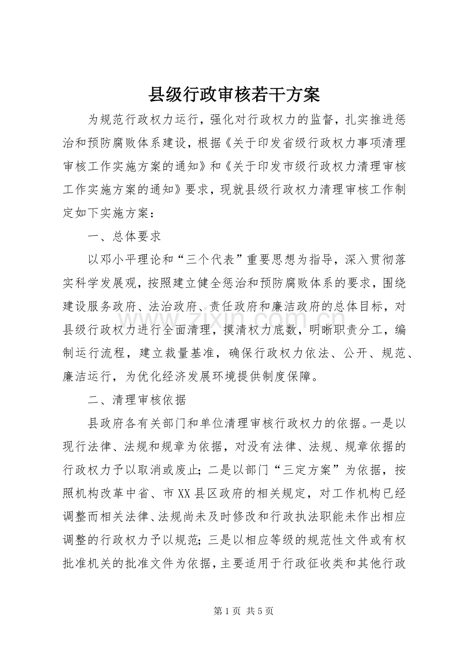 县级行政审核若干实施方案.docx_第1页