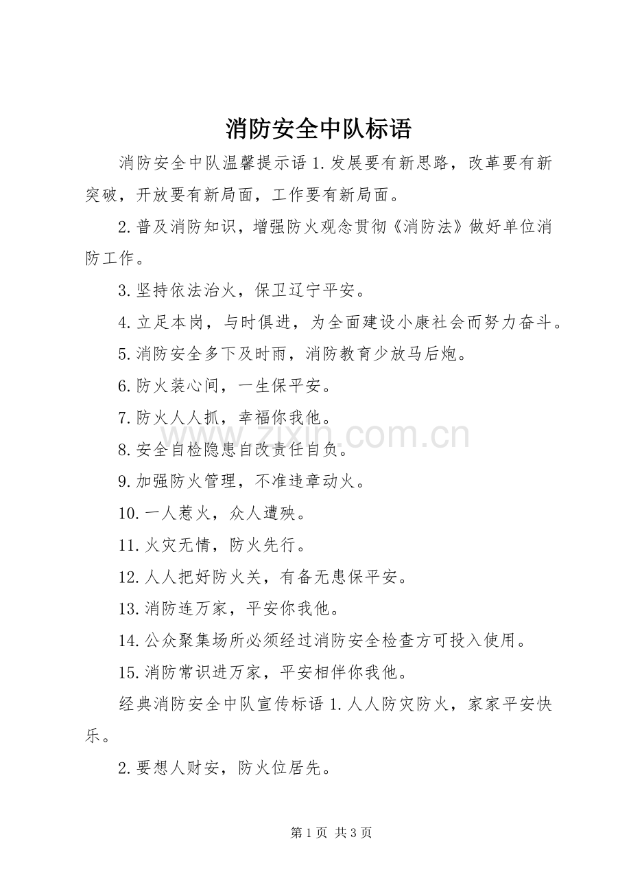 消防安全中队标语.docx_第1页