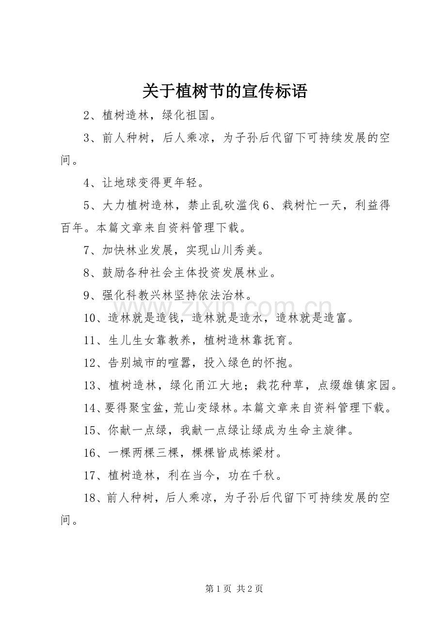 关于植树节的宣传标语.docx_第1页