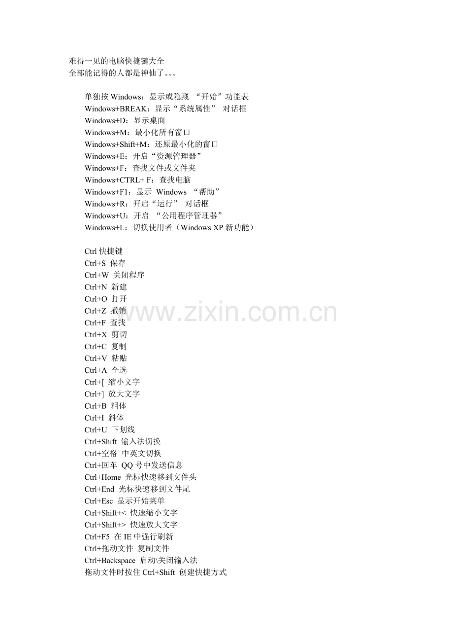 难得一见的电脑快捷键大全.doc_第1页