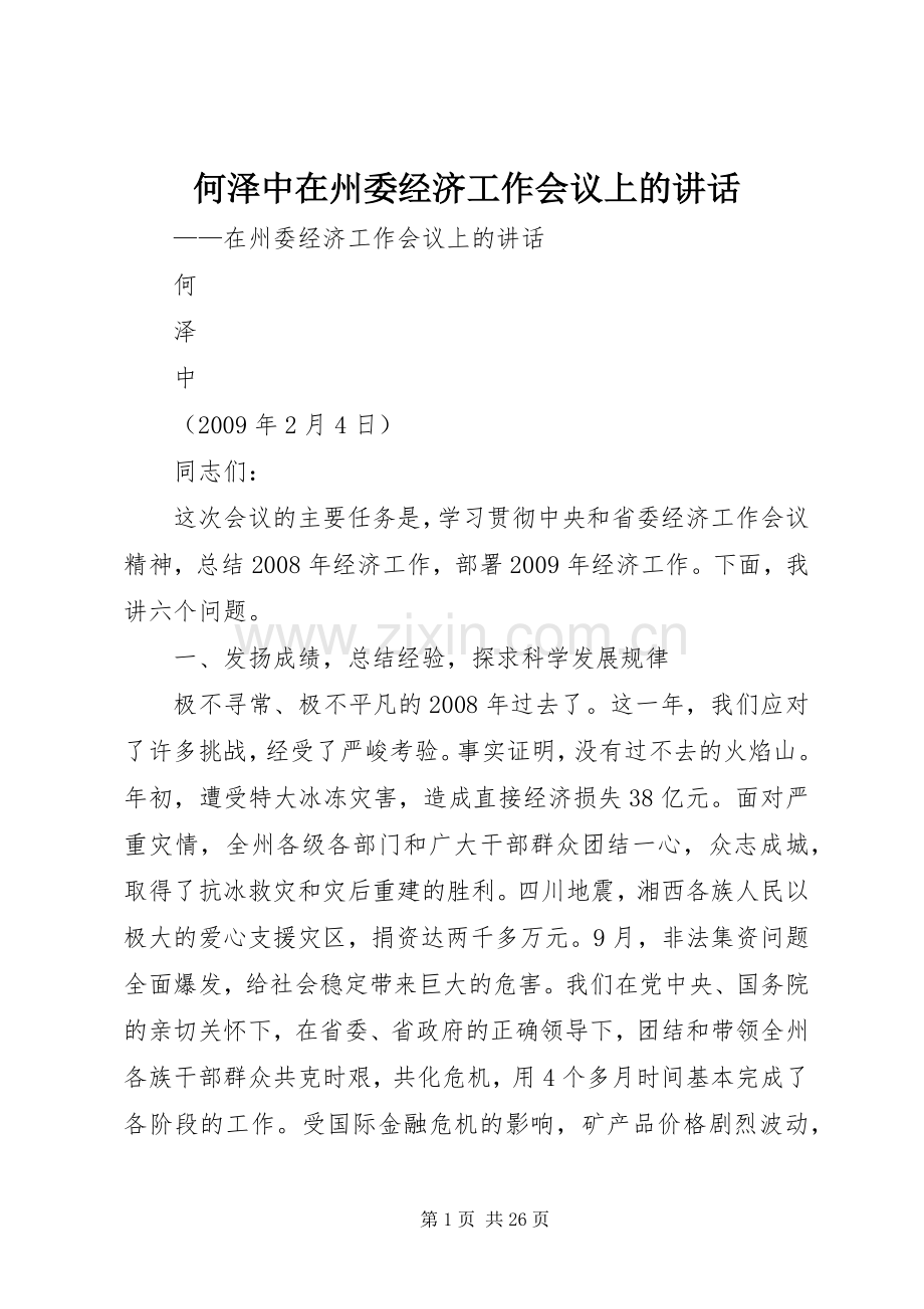 何泽中在州委经济工作会议上的讲话.docx_第1页